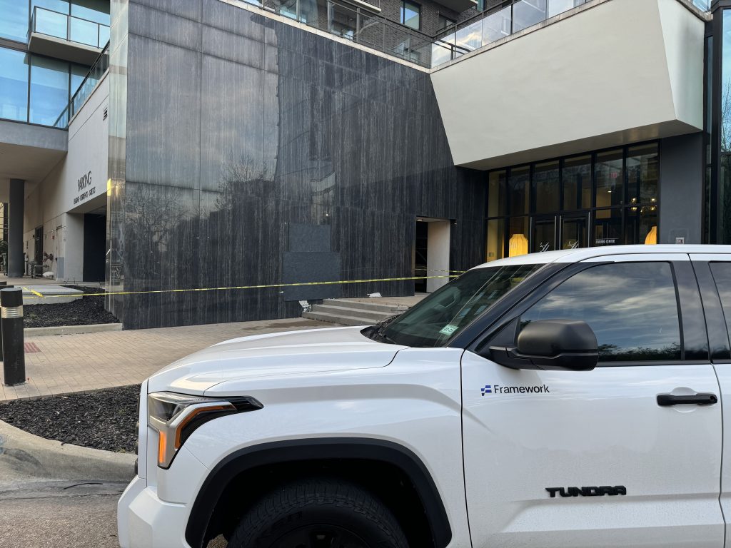 Framework Commercial Services truck on-site at a multi-family renovation project in Houston.